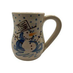 Handmade Kovack Pottery  Snowman Mug Handle Hand Painted 2002 Vintage Christmas